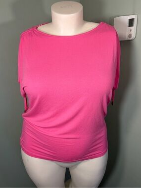 38. Marble Bright Pink Women's Short Sleeve Top